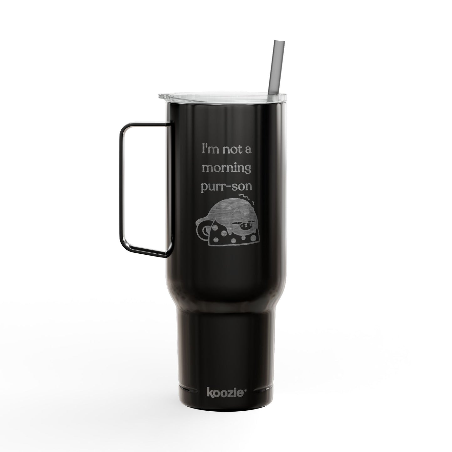 I'm Not A Morning Purr-son Insulated Tumbler with Lid, 40oz (Engraving)