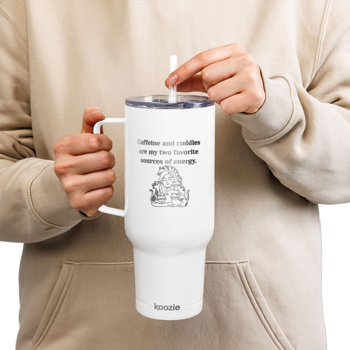 Caffeine & Cuddles Insulated Tumbler with Lid, 40oz