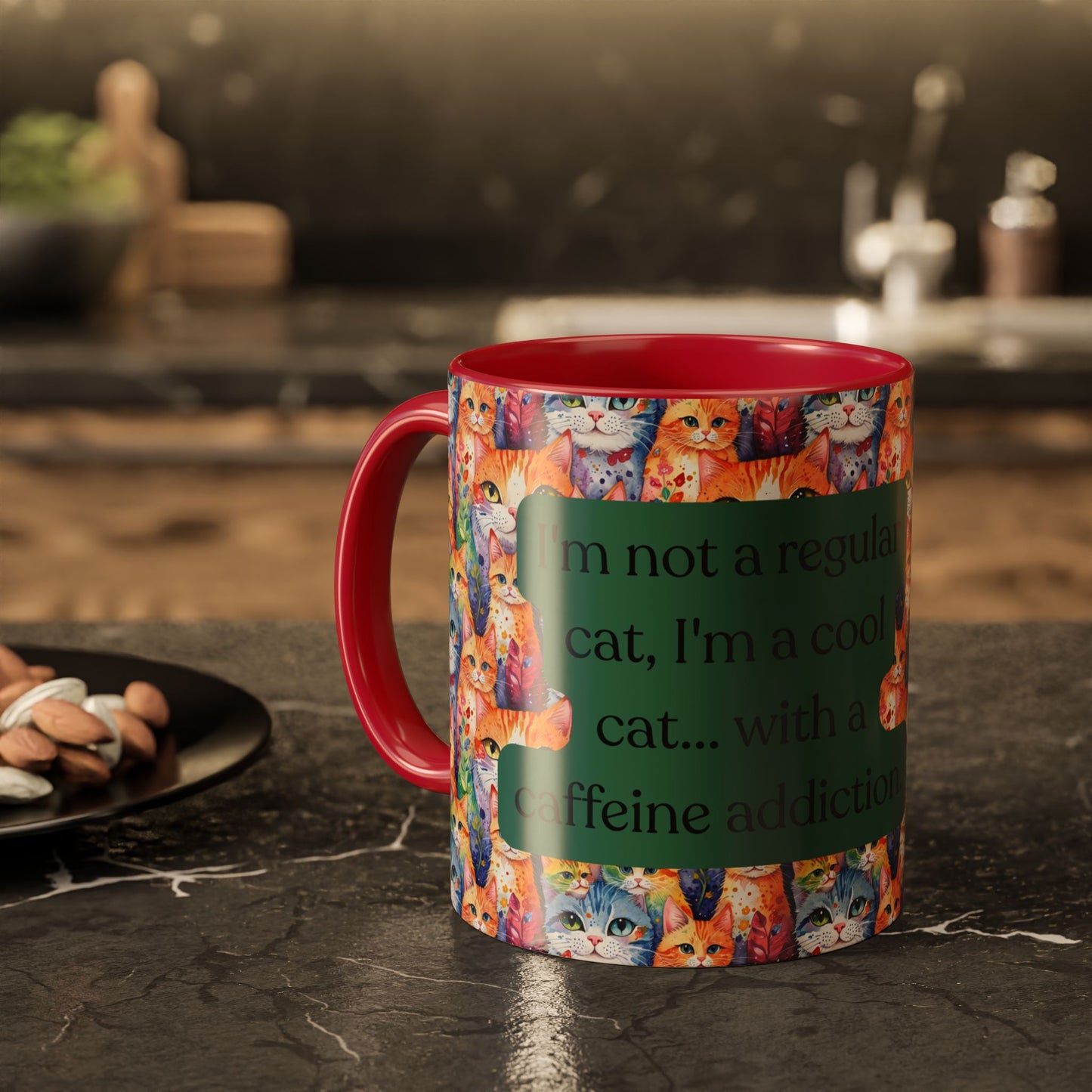 I'm Not A Regular Cat.. I'm A Cool Cat With A Caffine Addiction Colorful Mugs (11oz)