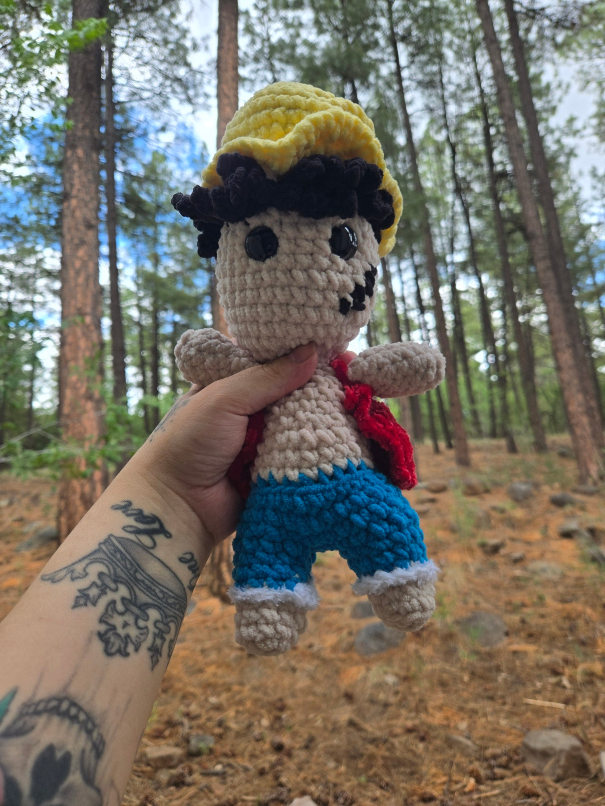 Luffy Inspired Crochet Doll
