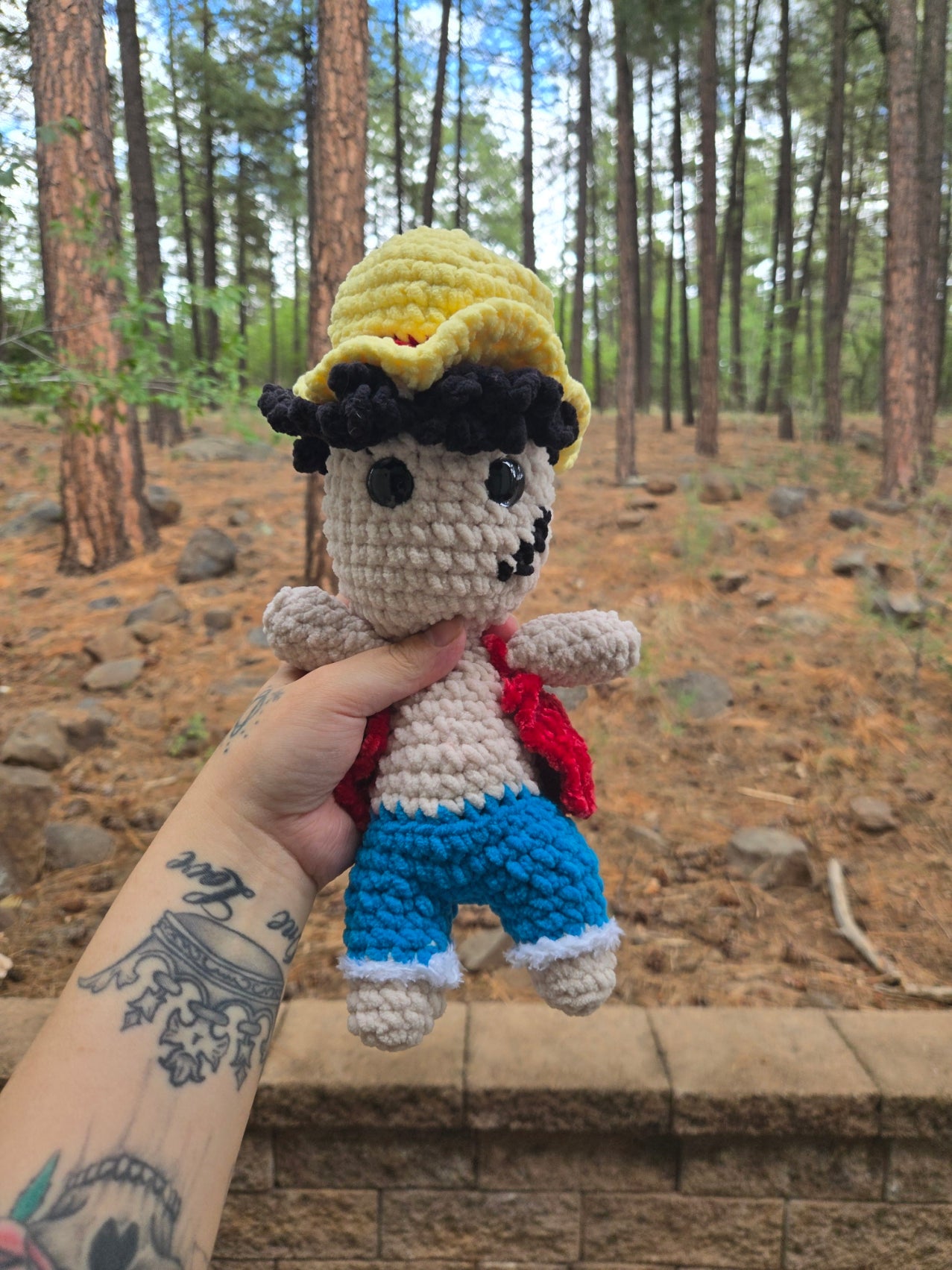 Luffy Inspired Crochet Doll