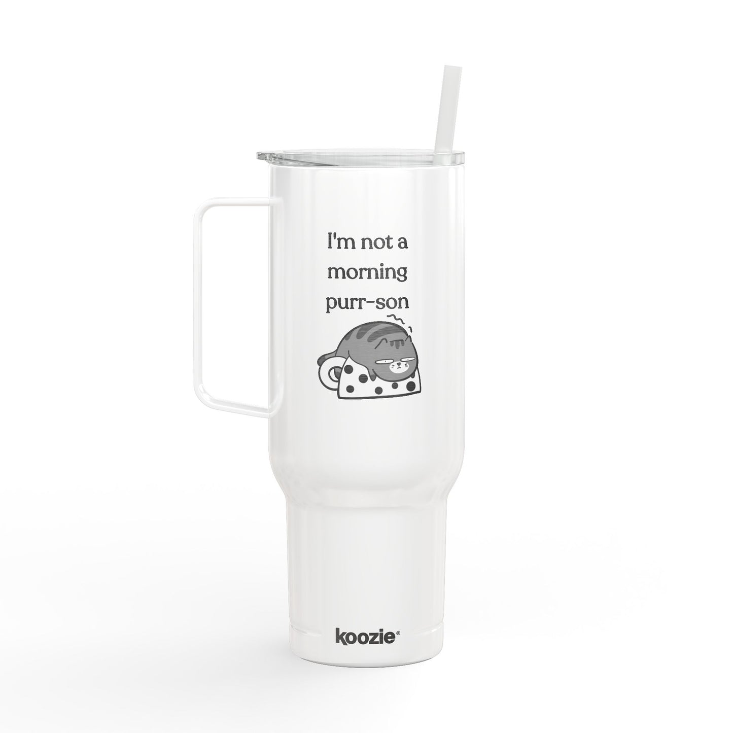 I'm Not A Morning Purr-son Insulated Tumbler with Lid, 40oz (Engraving)