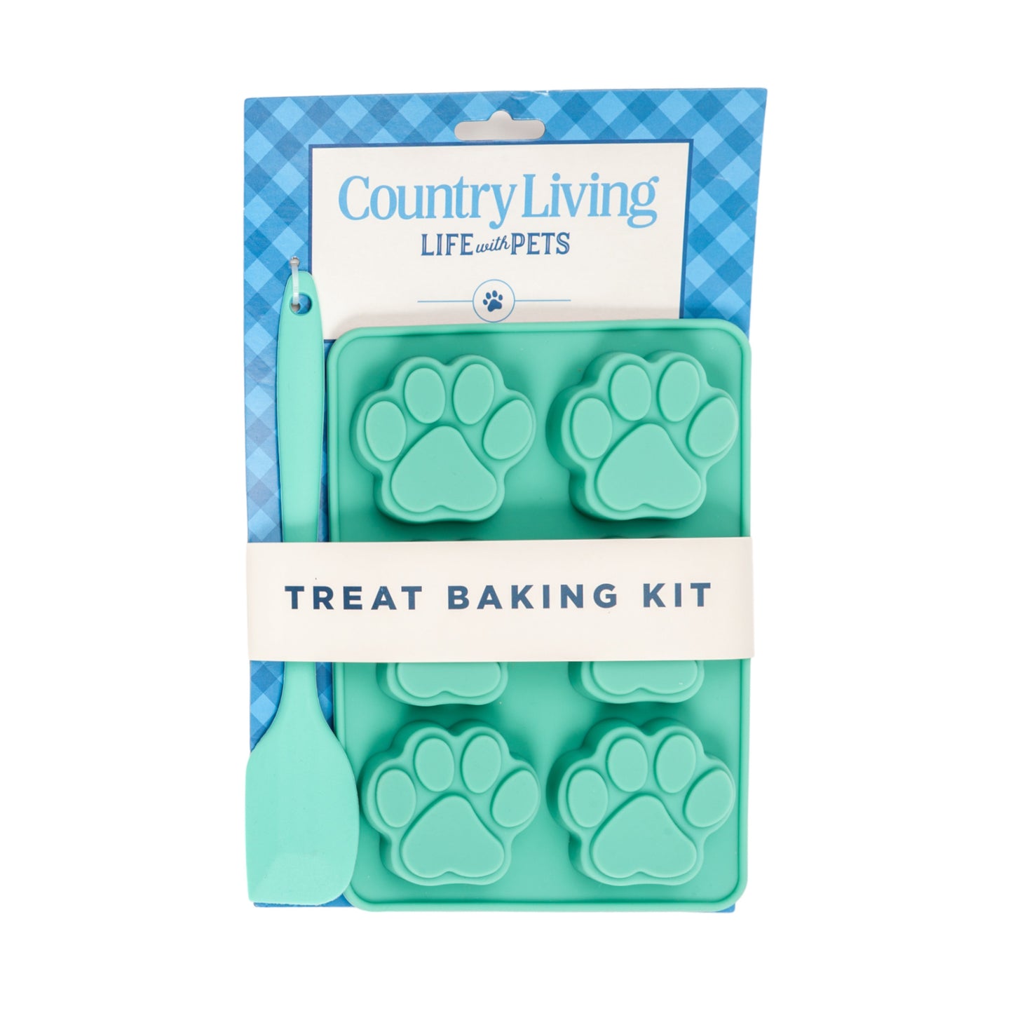 Country Living 3-Piece Silicone Baking Kit – Includes 2 Baking Trays (6-Cavity Paw Print Mold) & Spatula – for Homemade Treats, Candy, Chocolate, and Ice Cubes