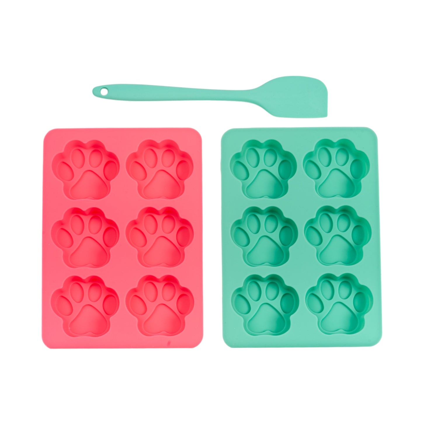 Country Living 3-Piece Silicone Baking Kit – Includes 2 Baking Trays (6-Cavity Paw Print Mold) & Spatula – for Homemade Treats, Candy, Chocolate, and Ice Cubes