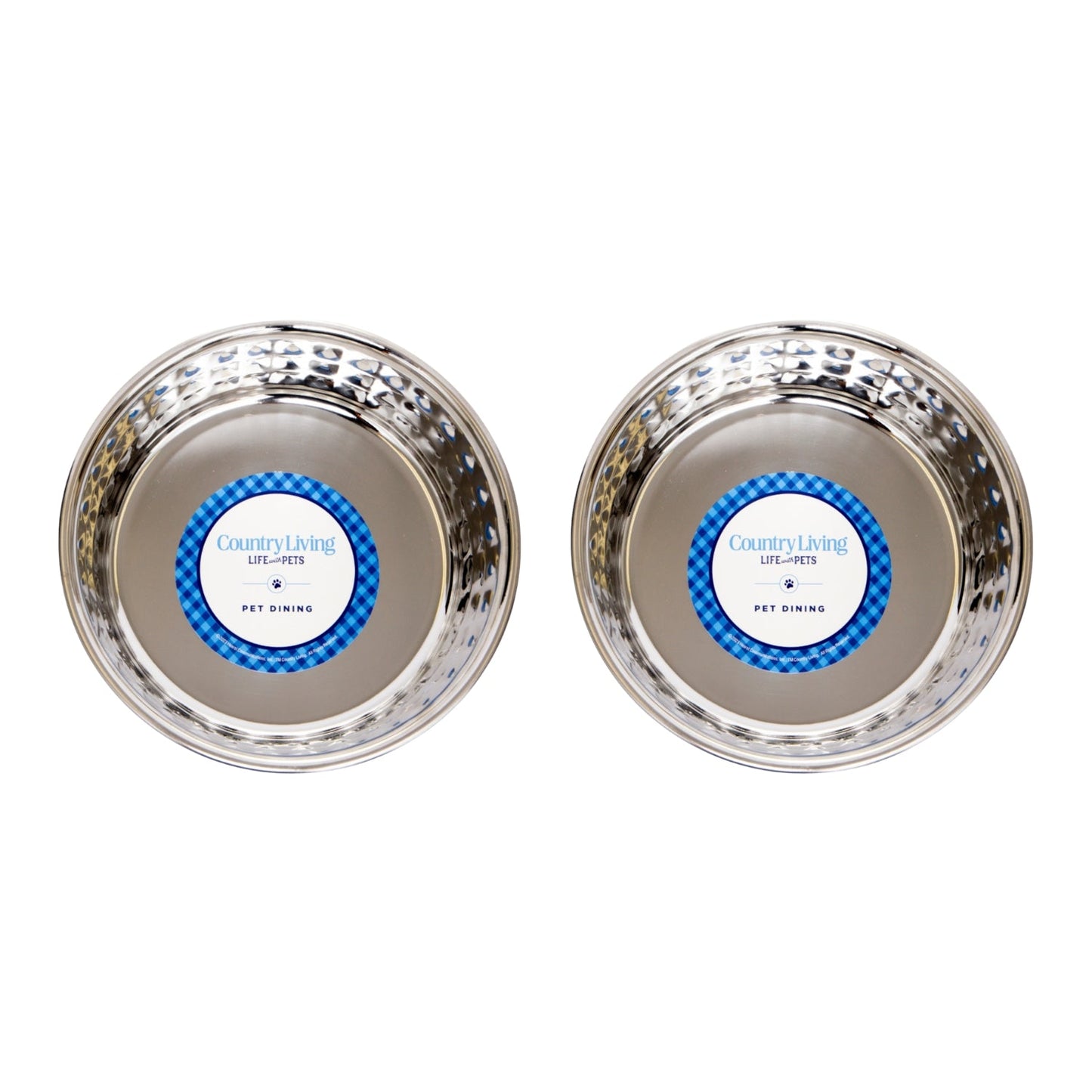 Country Living Set of 2 Hammered Stainless Steel Bowls – Rose Quartz/64oz