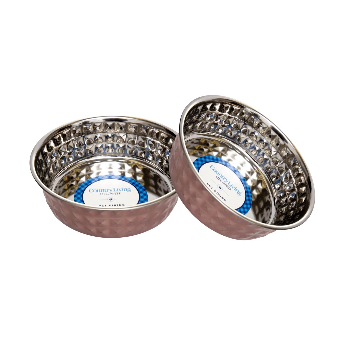Country Living Set of 2 Hammered Stainless Steel Bowls – Rose Quartz/64oz