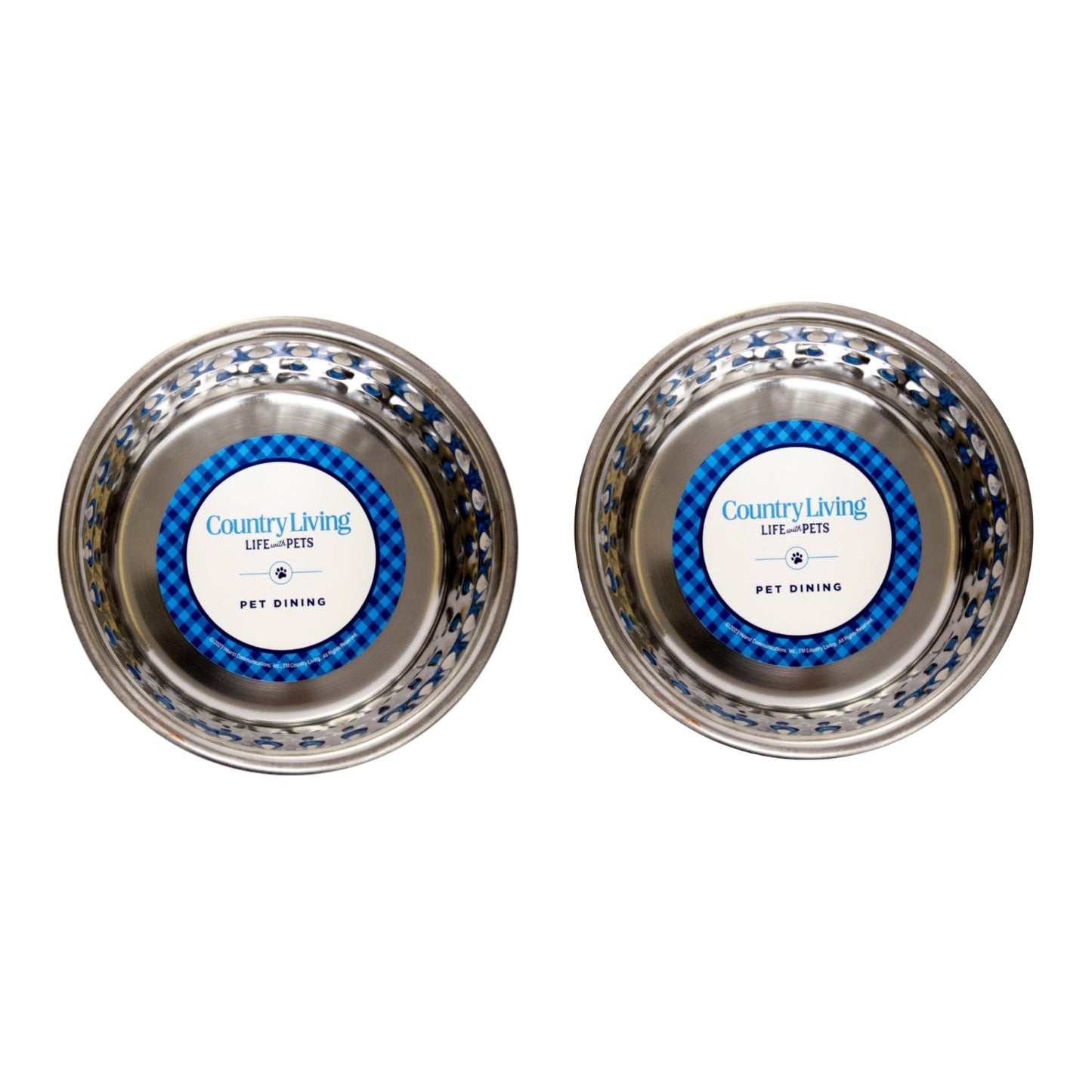 Country Living Set of 2 Hammered Stainless Steel Pet Bowls – Lavender