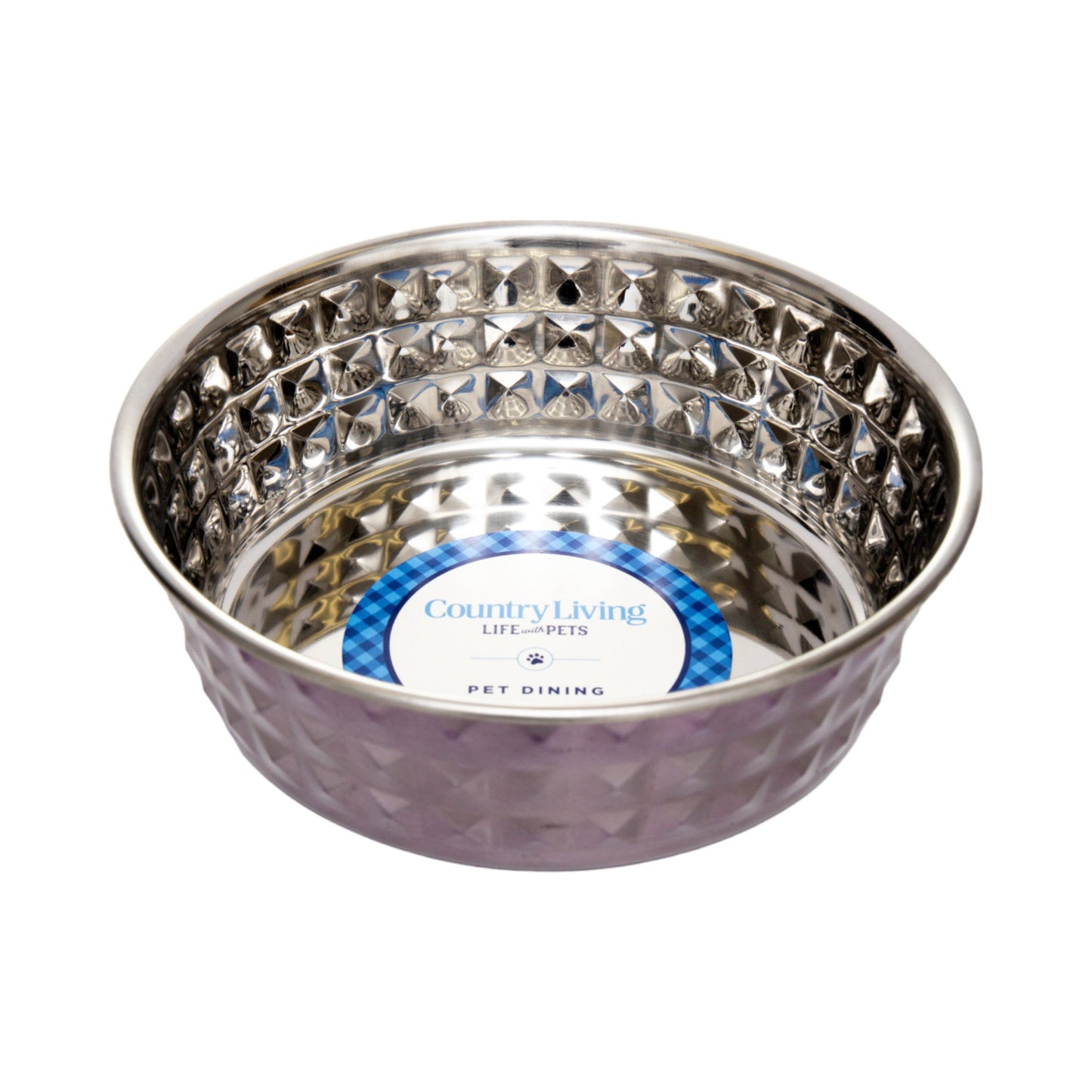 Country Living Set of 2 Hammered Stainless Steel Pet Bowls – Lavender