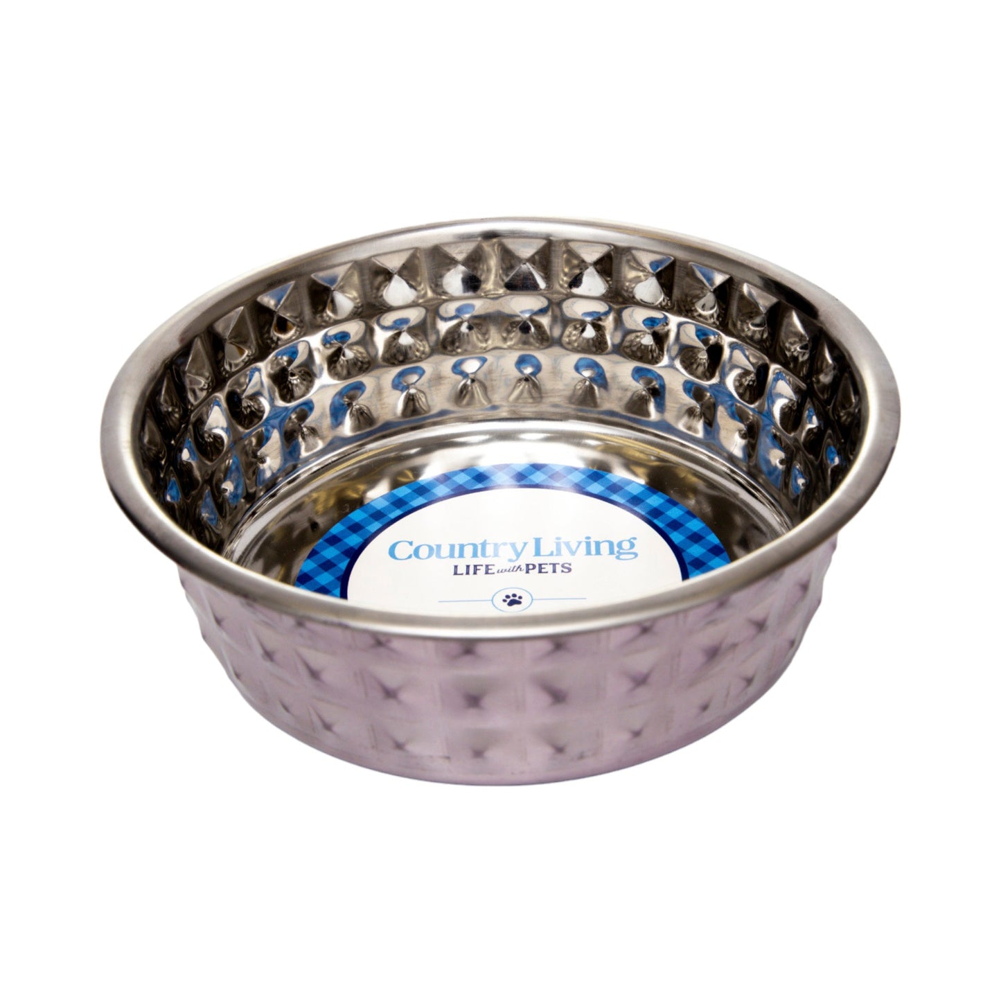 Country Living Set of 2 Hammered Stainless Steel Pet Bowls – Lavender