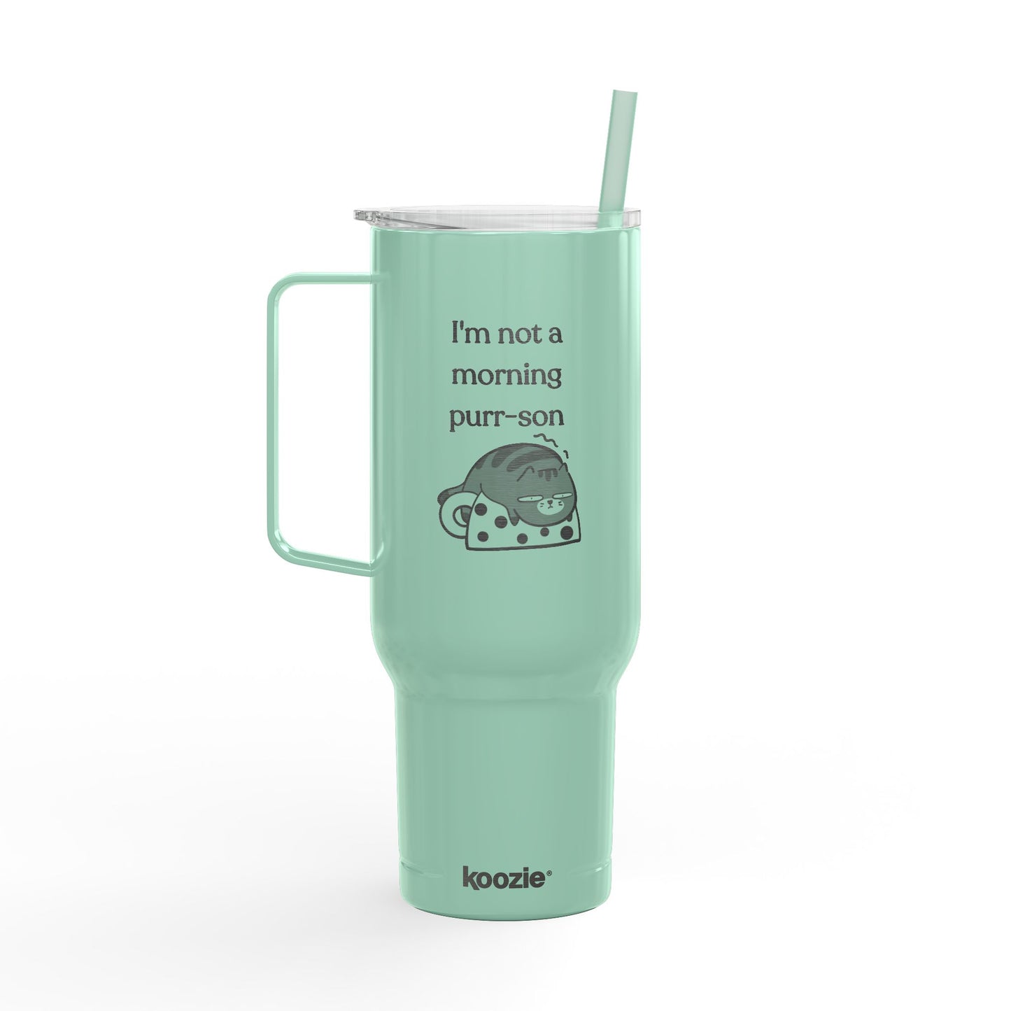 I'm Not A Morning Purr-son Insulated Tumbler with Lid, 40oz (Engraving)