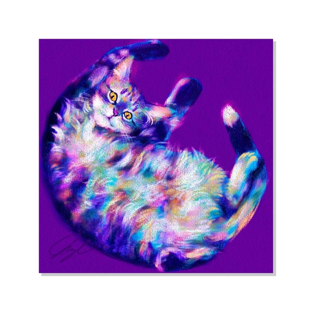 Feline Flows and Poses Collection - "Belleh" Non-Holographic Matte Sticker - Silly Cat Showing His Fluffy Belly