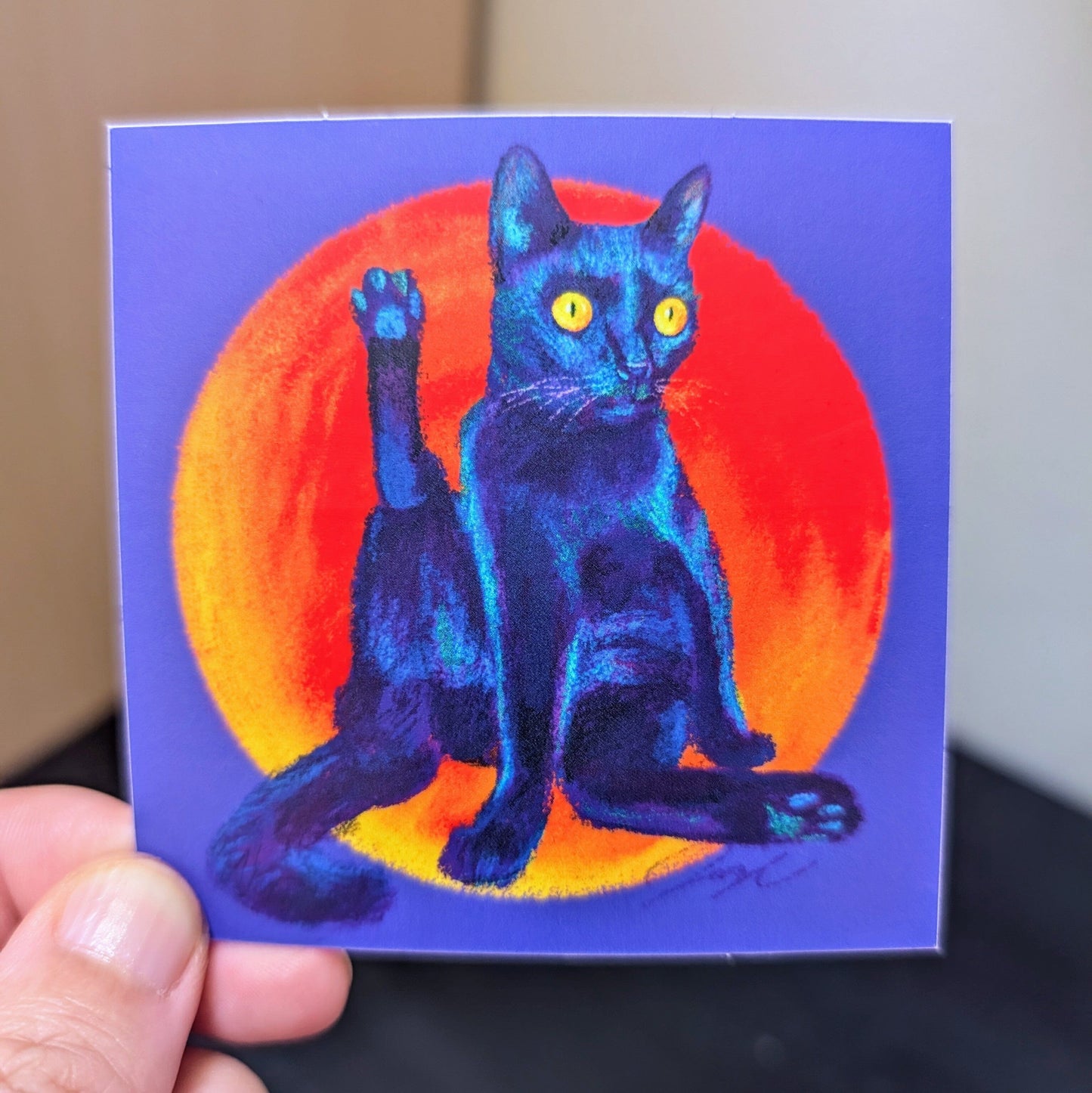 Feline Flows and Poses Collection - "Excuse Me" Non-Holographic Matte Sticker - Sticker with a Silly Black Cat Sticking His Leg Up