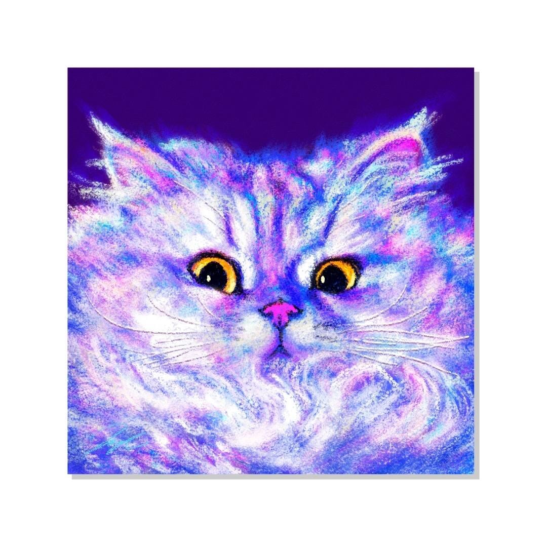 Close Encounters Collection - "Floof" Non-Holographic Matte Sticker - Close Up of a Fluffy White Cat