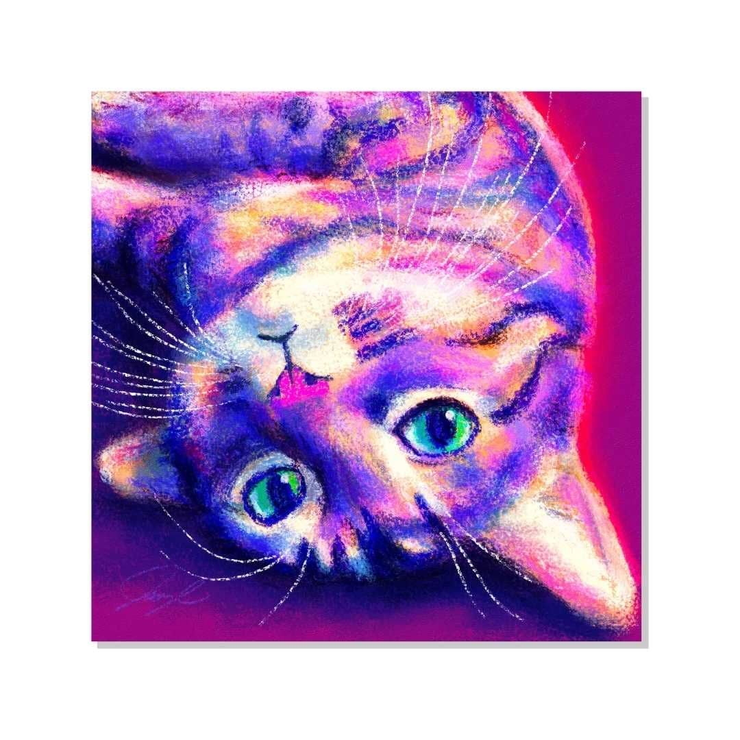 Feline Flows and Poses Collection - "Flop" Non-Holographic Matte Sticker - Sticker of a Cat Laying Down