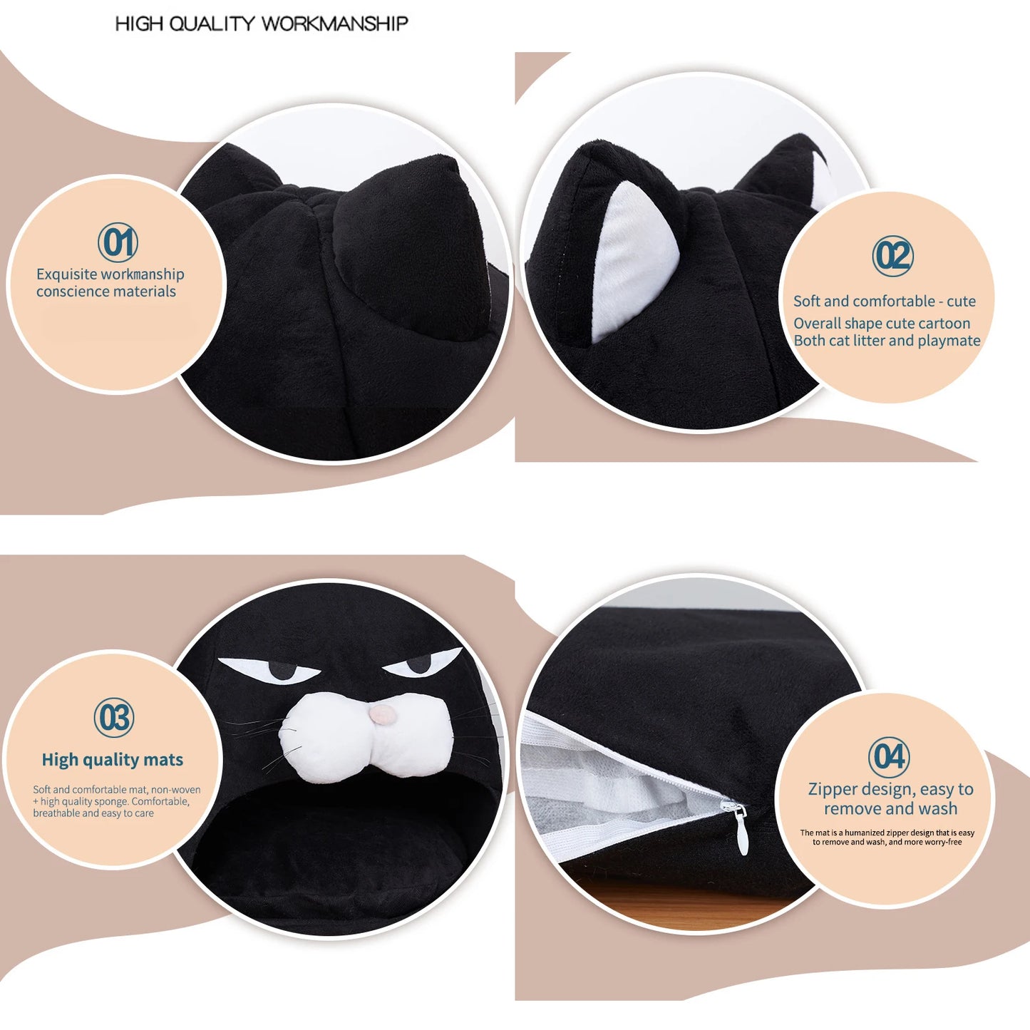 Foldable Cat House With Cushion