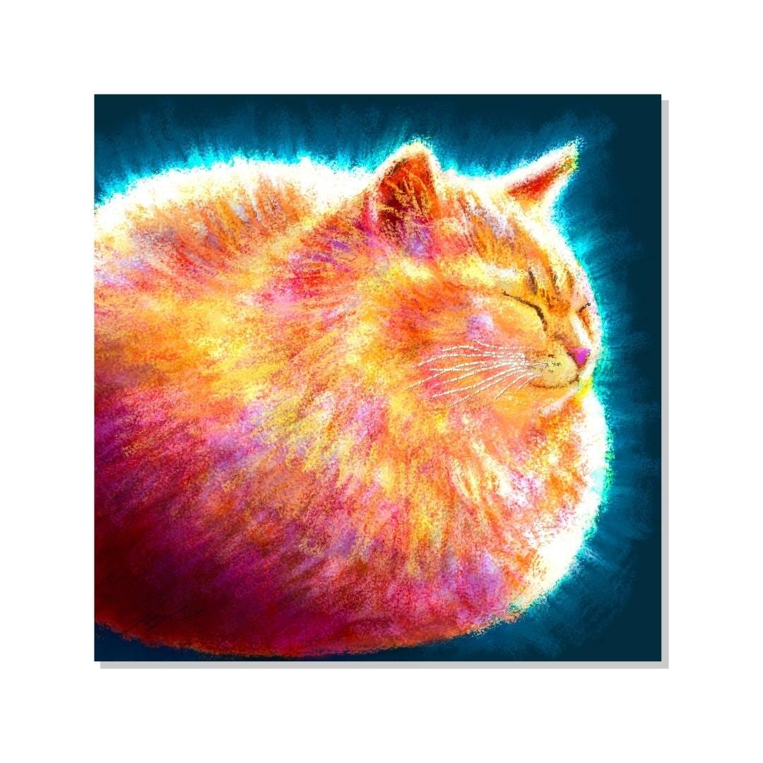 Feline Flows and Poses Collection - "Loaf" Non-Holographic Matte Sticker - Sticker with a Round Ginger Cat