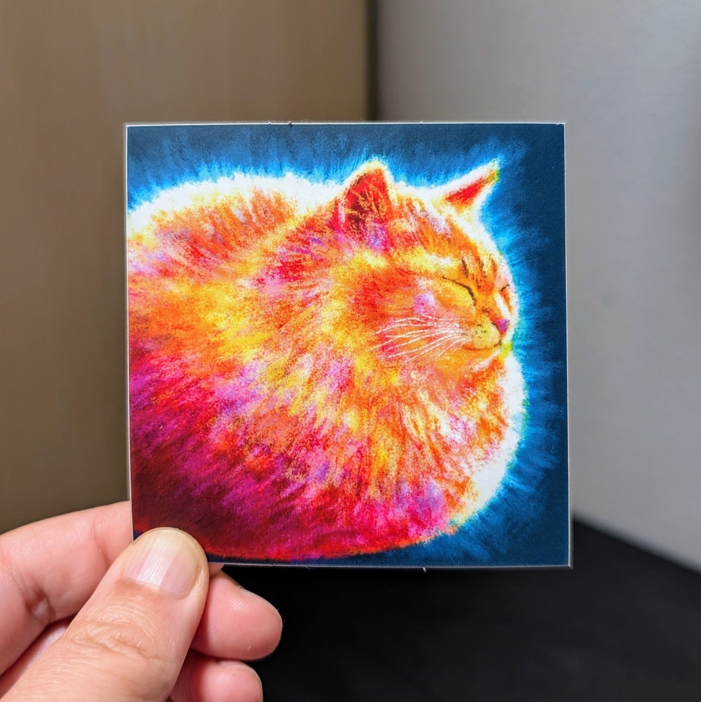 Feline Flows and Poses Collection - "Loaf" Non-Holographic Matte Sticker - Sticker with a Round Ginger Cat