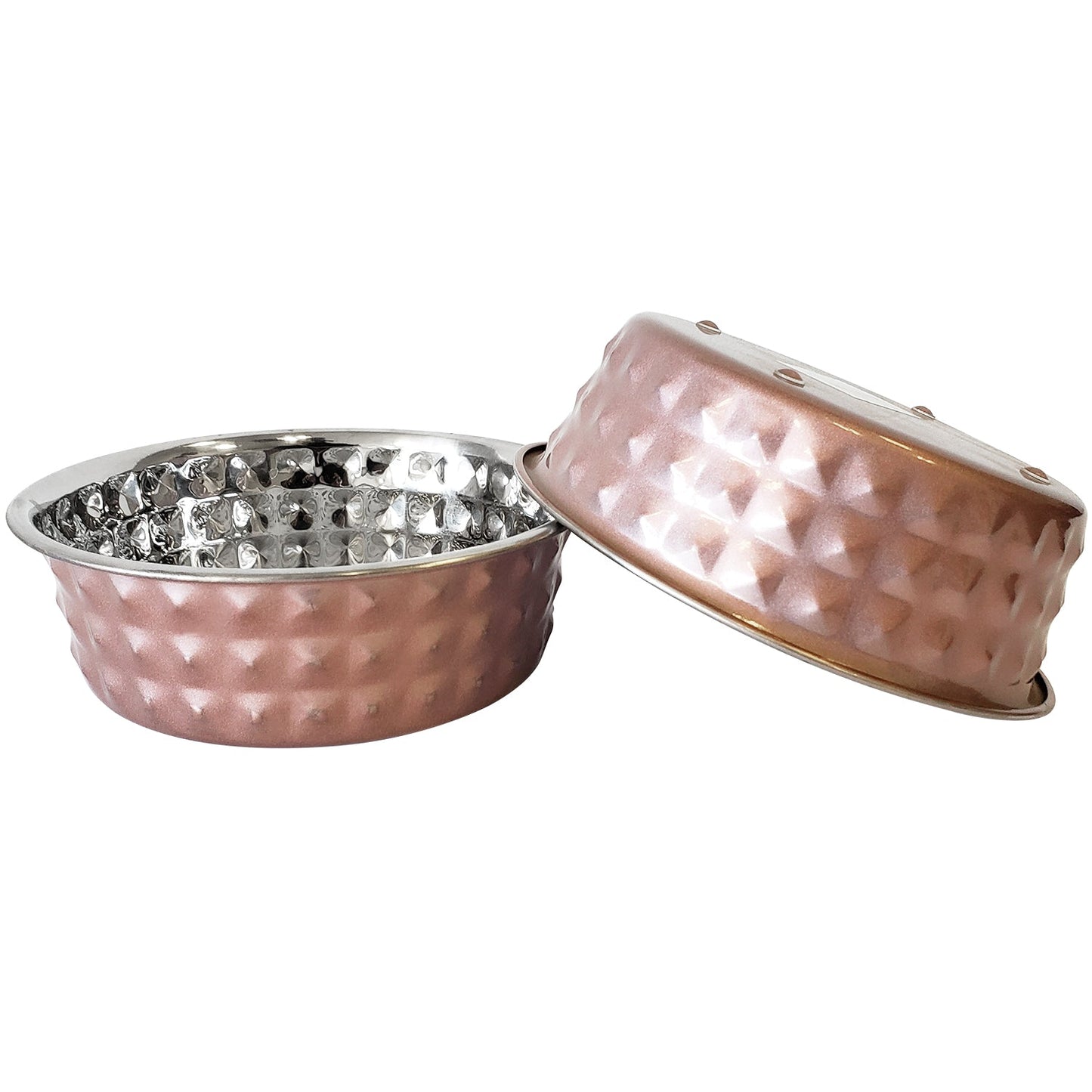 Country Living Set of 2 Hammered Stainless Steel Bowls – Rose Quartz/64oz