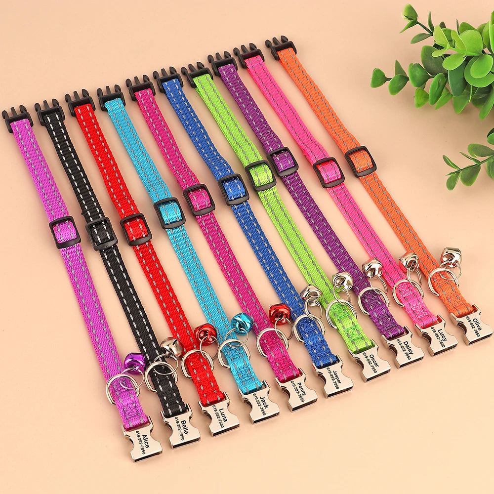 Personalized Cat Collar Reflective Nylon