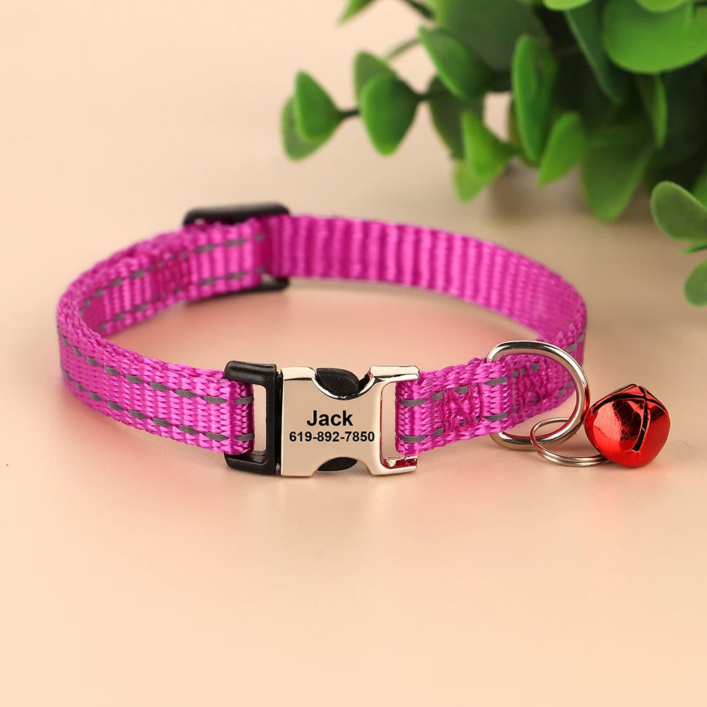 Personalized Cat Collar Reflective Nylon