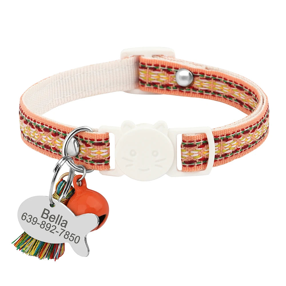 Quick Release Cat Collar Personalized Bohemian Style Cat Collar