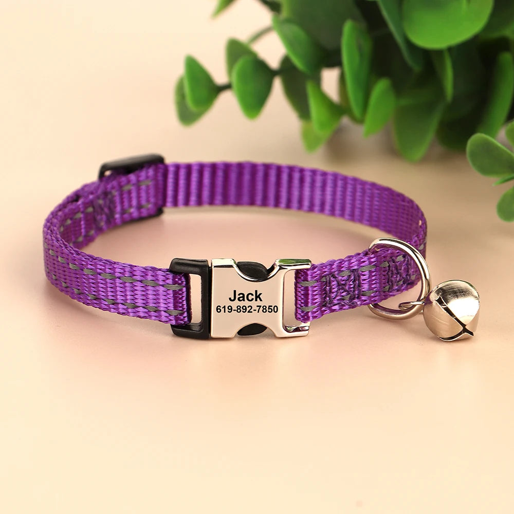 Personalized Cat Collar Reflective Nylon