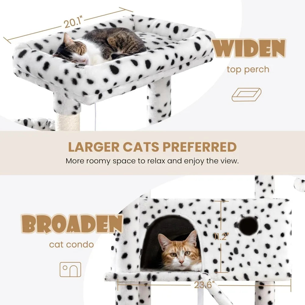 81in Multi-Level Tall Cat Tree Tower for Indoor Kitties/Larger Cat Condo Furniture with Hammock/Cozy Pussycat Perches