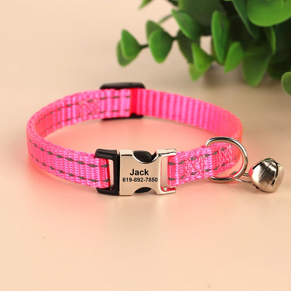 Personalized Cat Collar Reflective Nylon