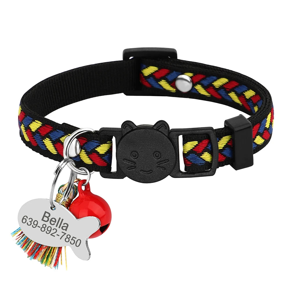 Quick Release Cat Collar Personalized Bohemian Style Cat Collar