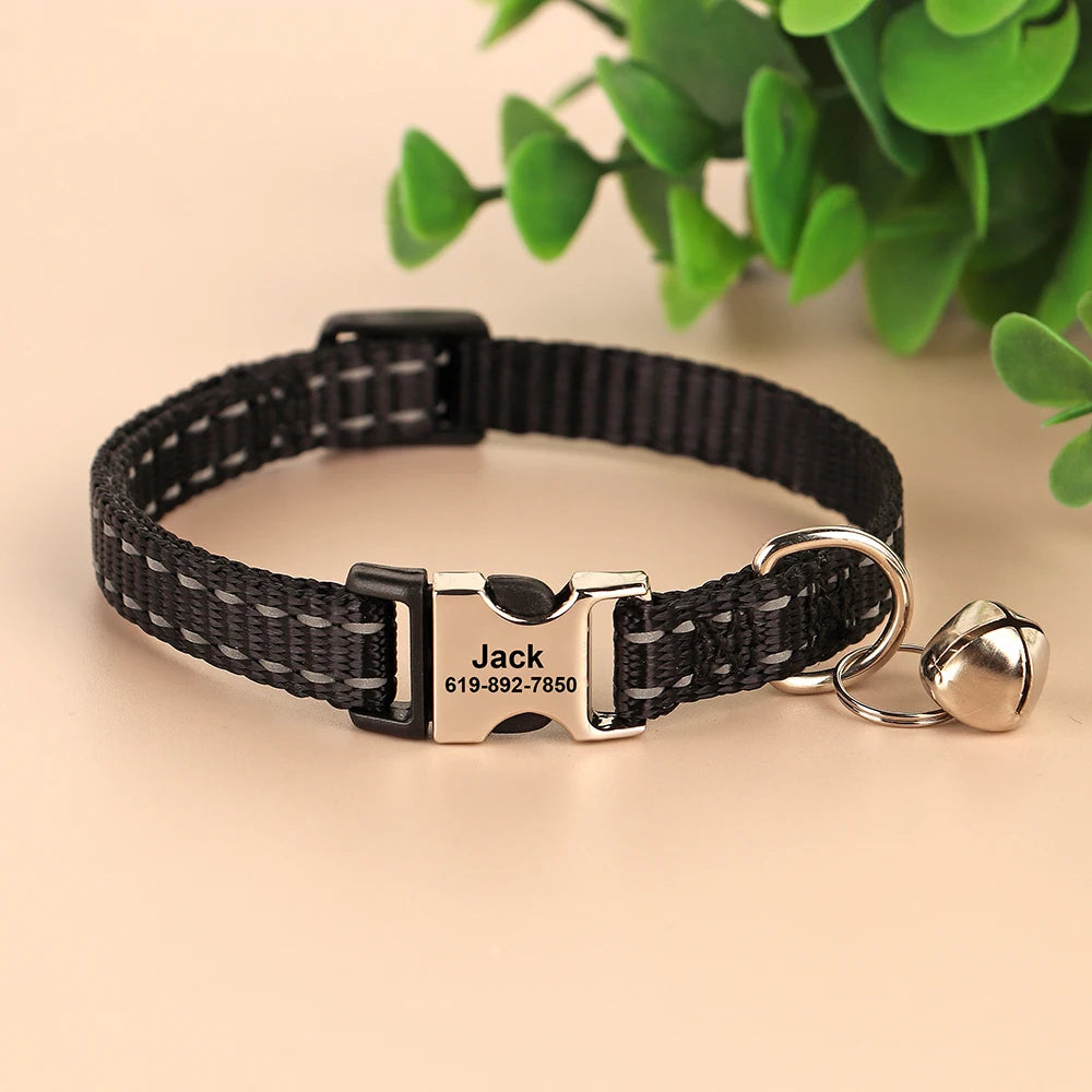 Personalized Cat Collar Reflective Nylon