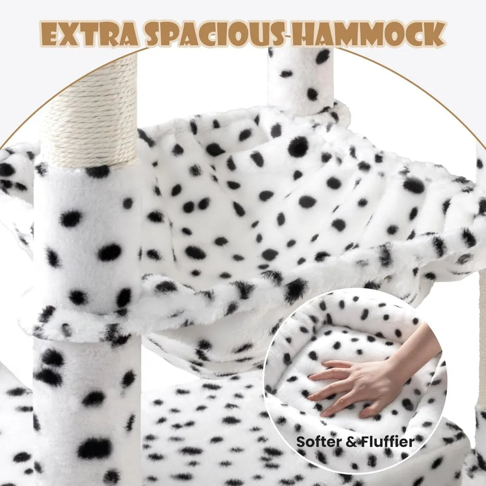81in Multi-Level Tall Cat Tree Tower for Indoor Kitties/Larger Cat Condo Furniture with Hammock/Cozy Pussycat Perches