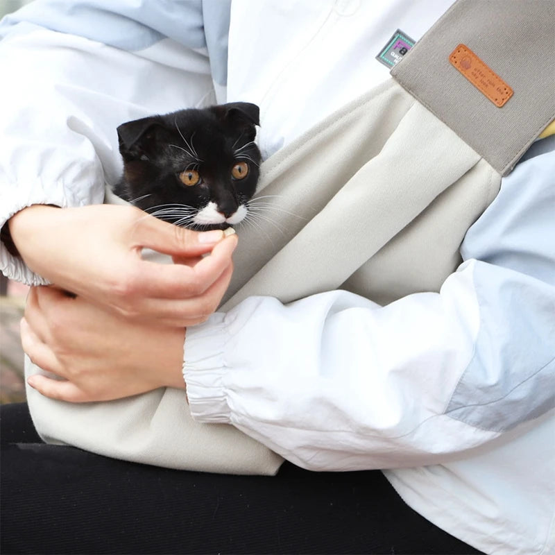 Puppy/ Kitten Carrier Outdoor Travel Handbag Canvas Single Shoulder Cat Bag Sling Comfort Tote Bag Breathable
