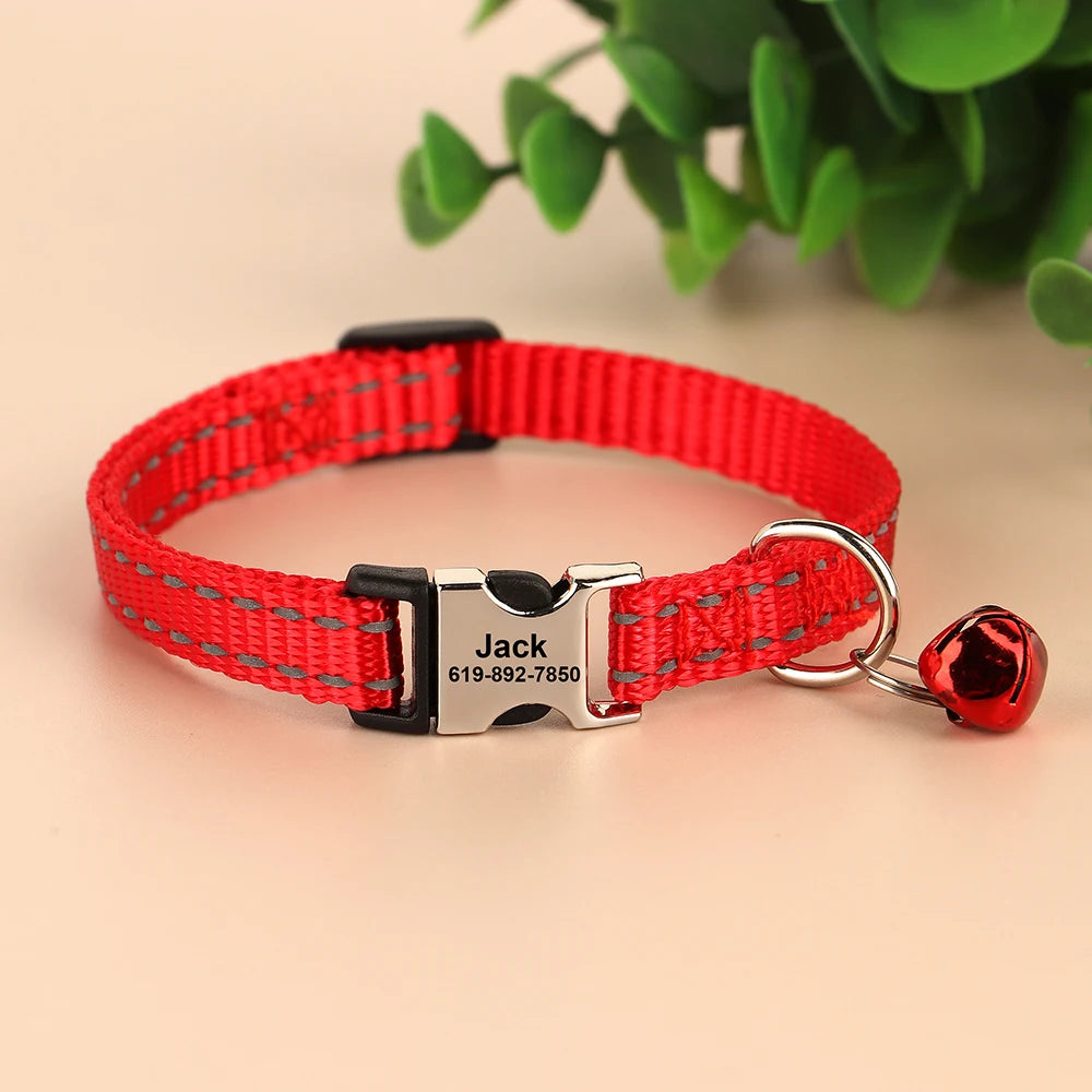 Personalized Cat Collar Reflective Nylon