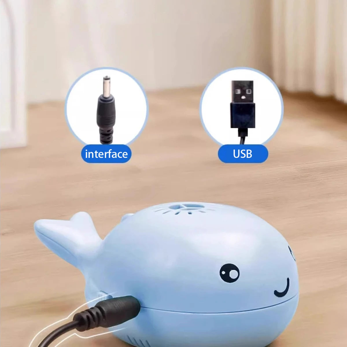 Electric Floating Ball Cat Toy - Whale - shaped, USB - powered, Dual - function Fan, Portable & 3C Certified Pet Toy