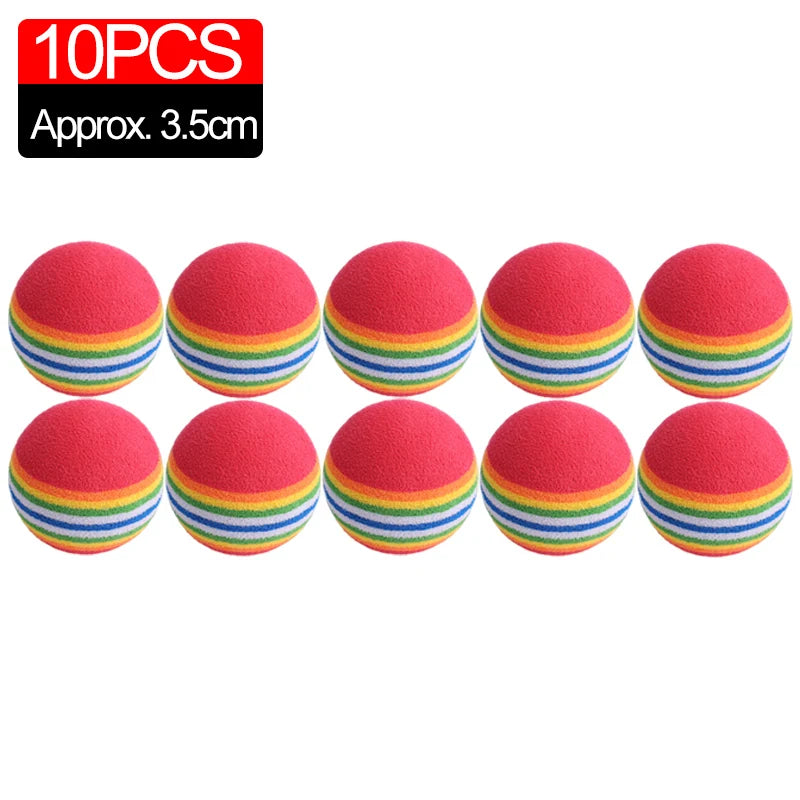 50/10Pc Colorful Cat Toy Ball EVA Bite-Resistant Elastic Rainbow Ball