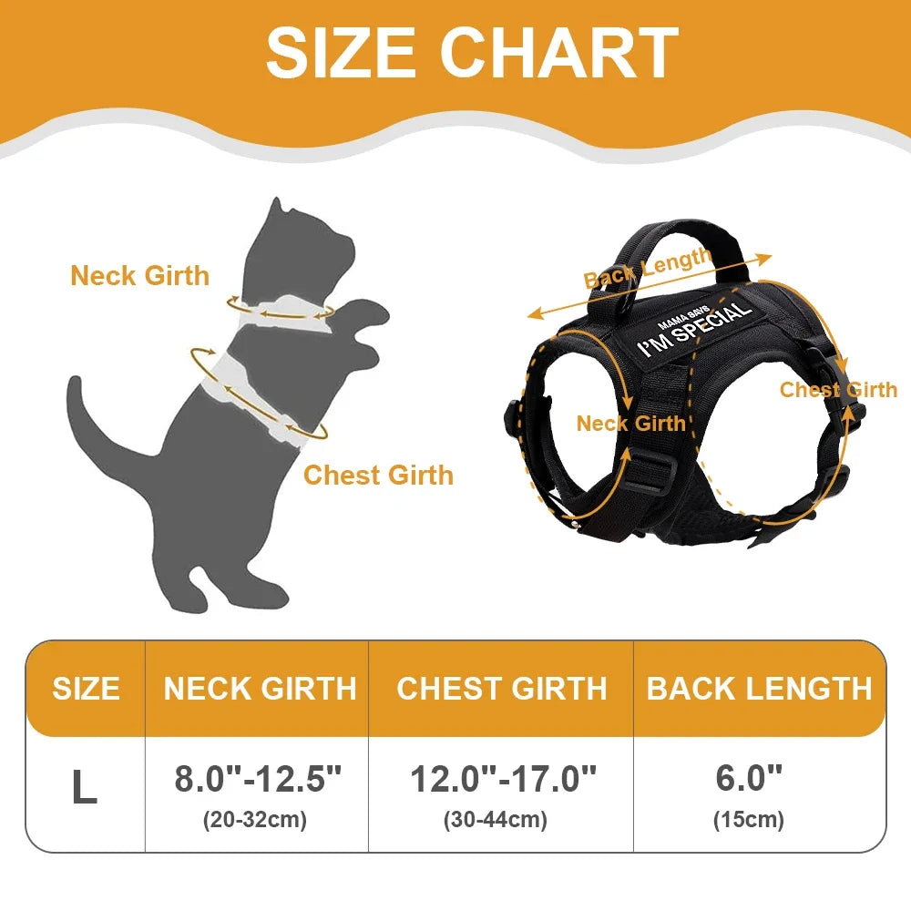 Nylon Cat Harness Vest with 2 Sticker Military Tactical Cats Harness With Handle