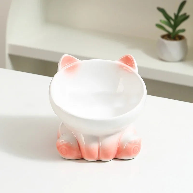 New Cute Ceramic Gradient Cat Bowl Food Anti-tipping