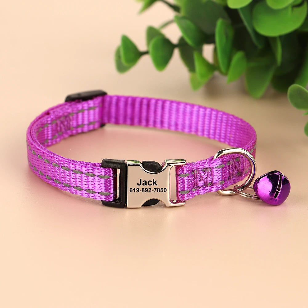 Personalized Cat Collar Reflective Nylon