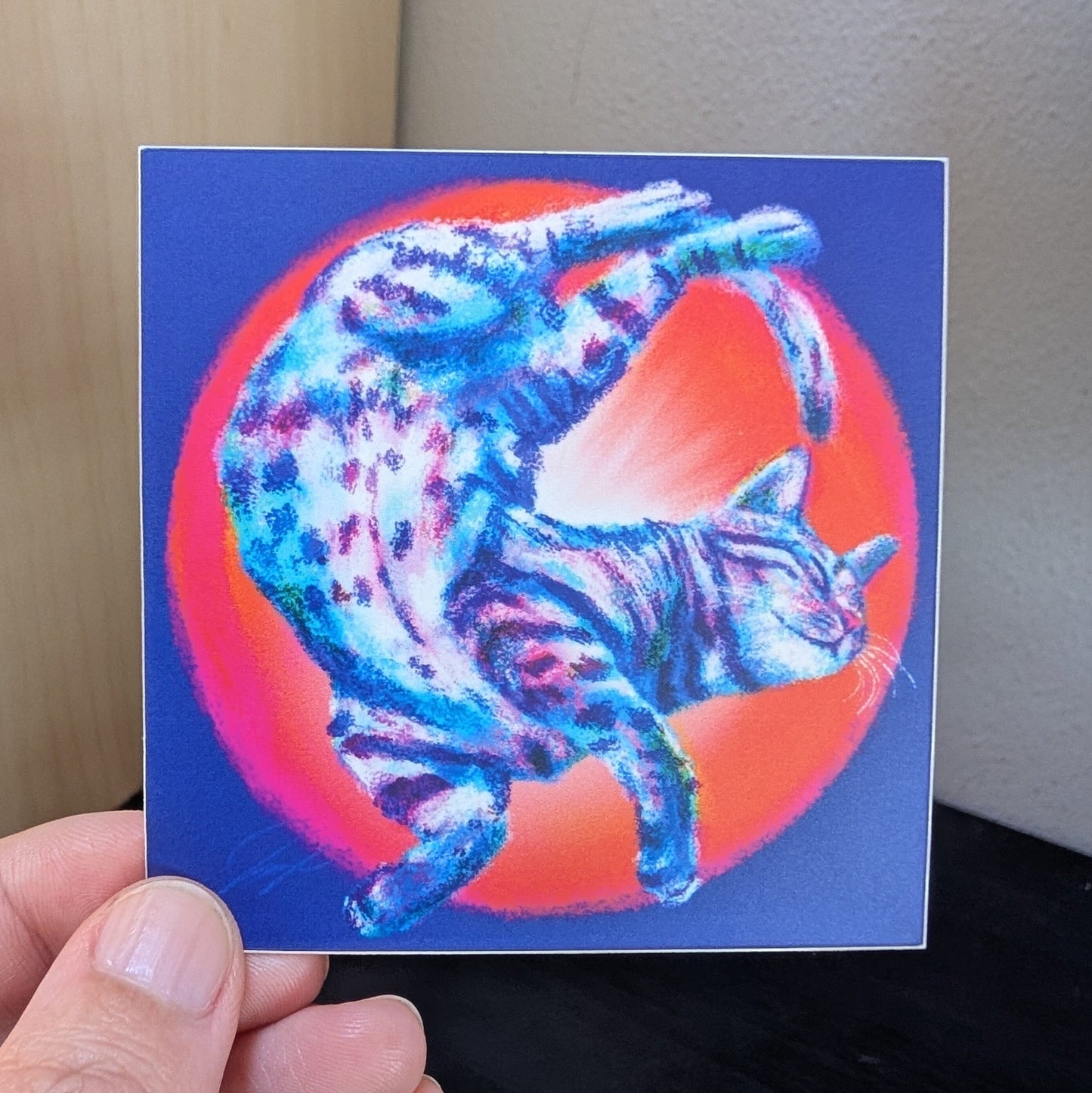 Feline Flows and Poses Collection - "Squiggle" Non-Holographic Matte Sticker - Sticker with a Wiggly Cat