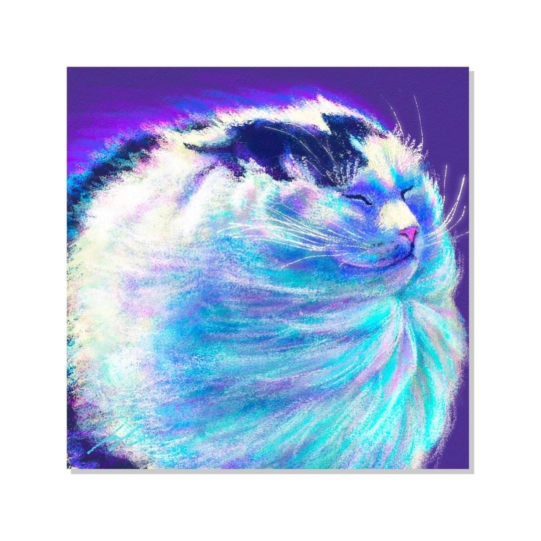 Close Encounters Collection - "Wimdy" Non-Holographic Matte Sticker - Close Up of a Tuxedo Cat in the Wind