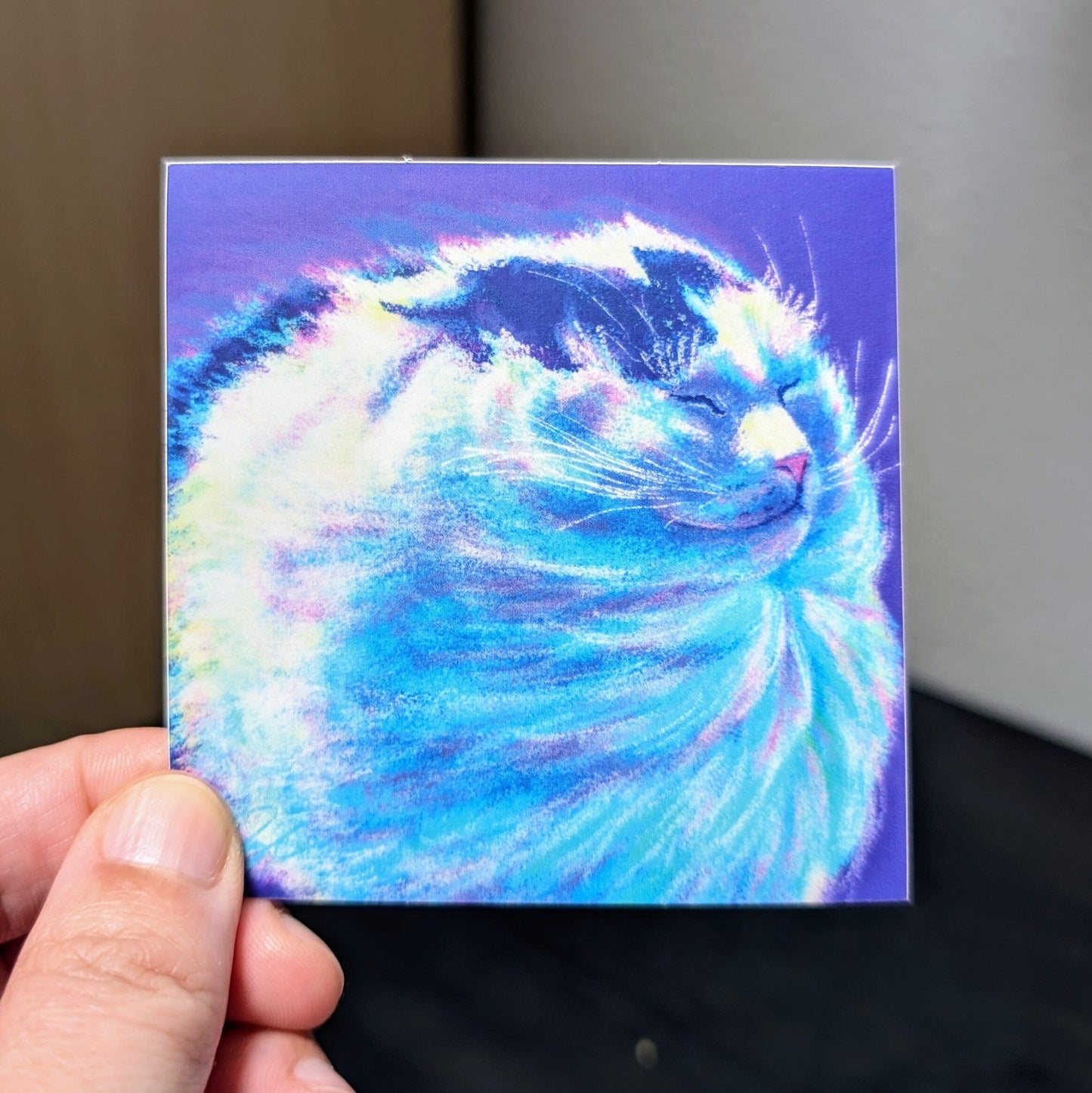 Close Encounters Collection - "Wimdy" Non-Holographic Matte Sticker - Close Up of a Tuxedo Cat in the Wind