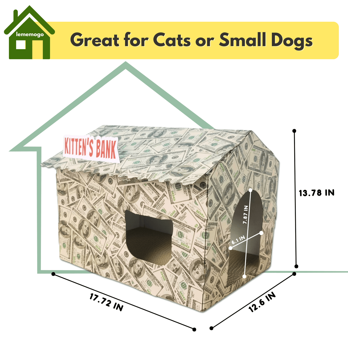 Cardboard Cat House with Scratch Pad