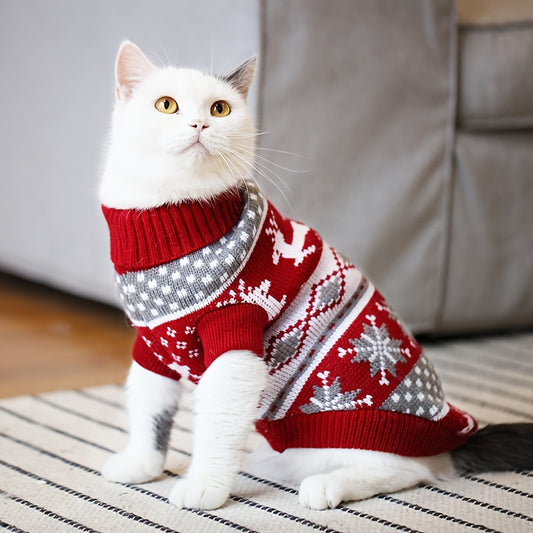 Cozy Knit Christmas Pet Sweater for Cats