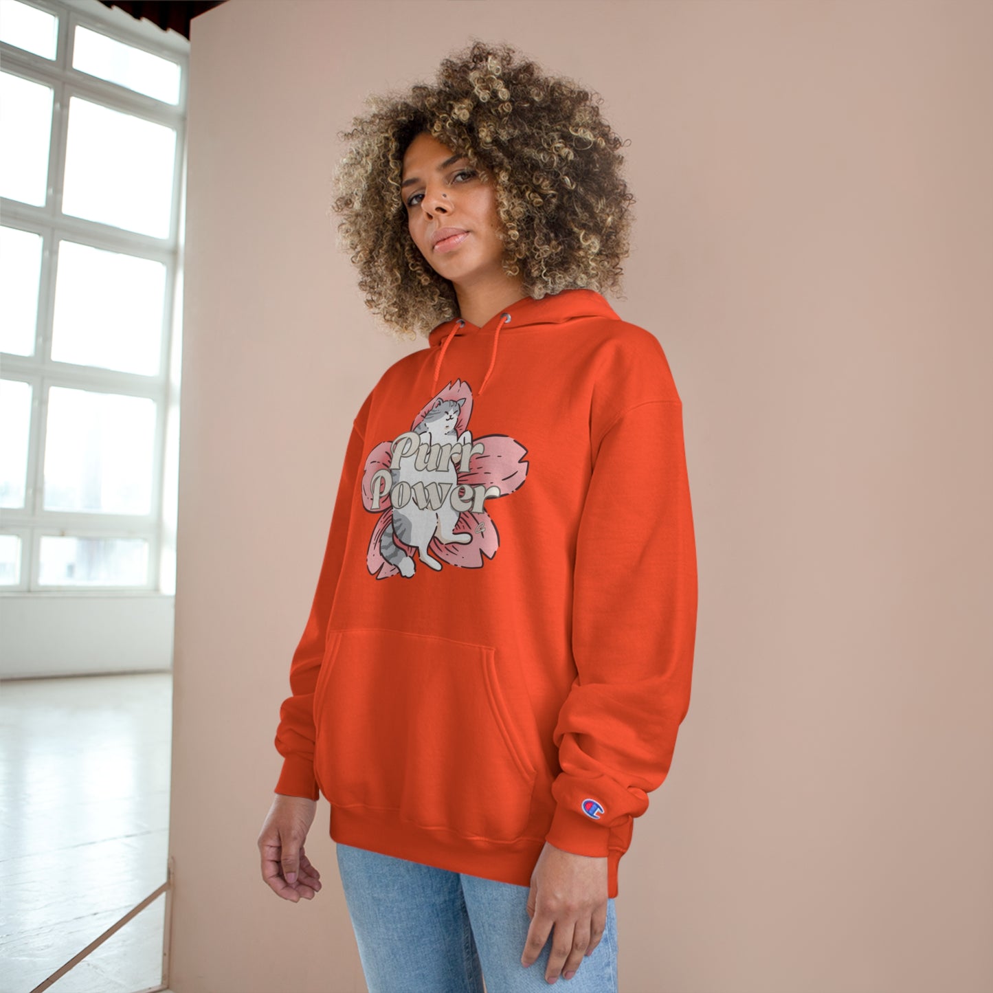 Funny Cat Champion Hoodie by Purr Power Co