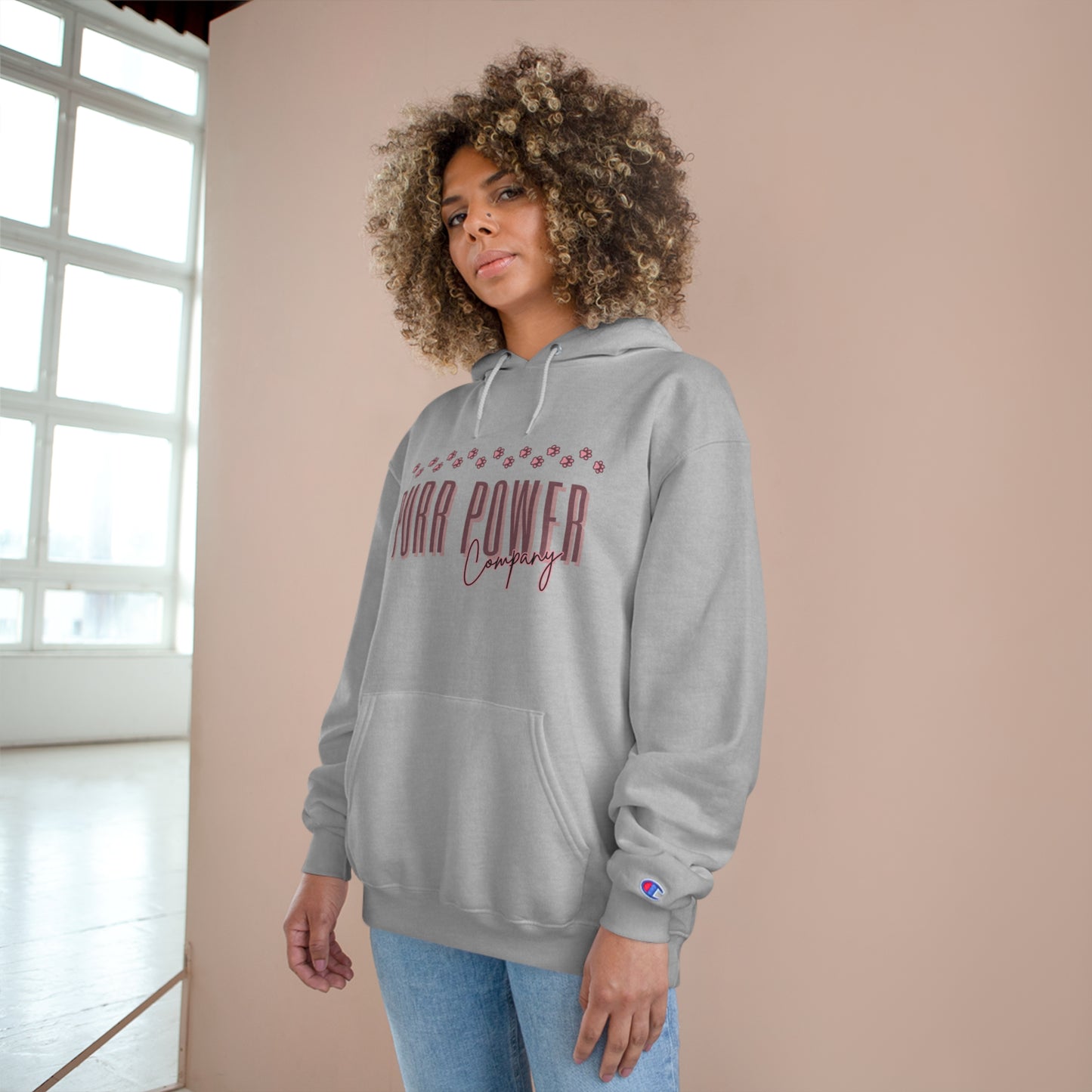 Pink Paw Logo Champion Hoodie