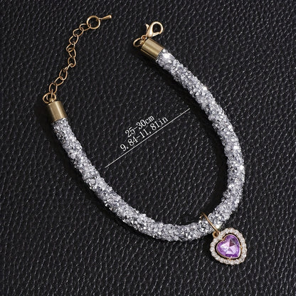 Charm Cat Collar With Purple Pendant