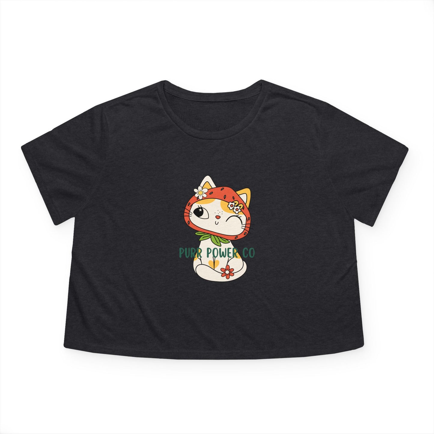 Women's Flowy Cropped Sweet Purr Power Co Kitty Tee