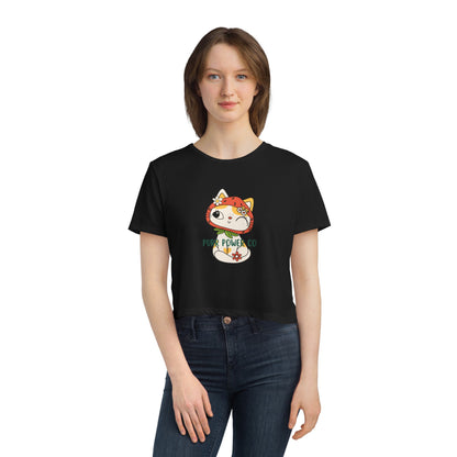 Women's Flowy Cropped Sweet Purr Power Co Kitty Tee