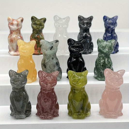 Natural Crystal Whimsical Cat Figurine