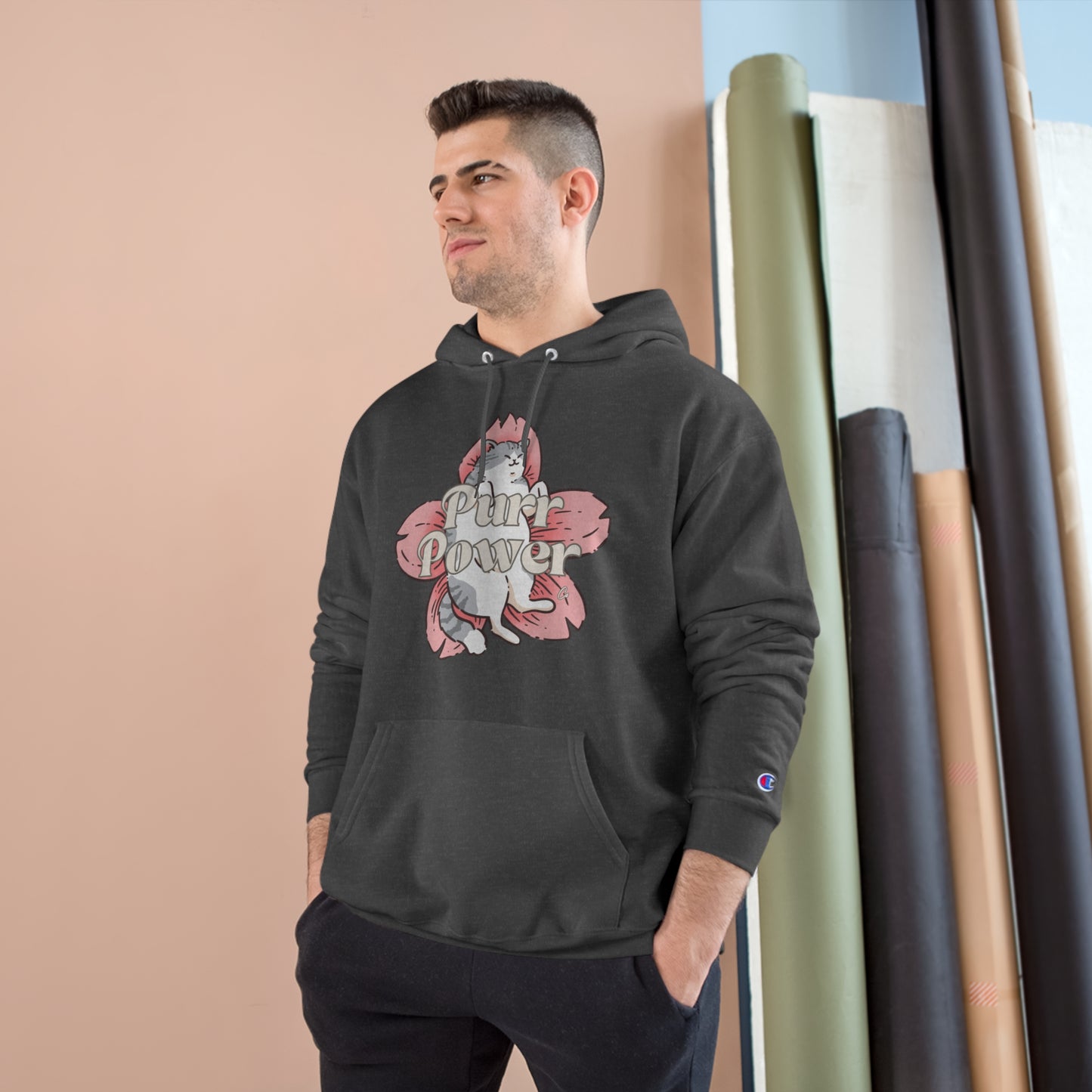 Funny Cat Champion Hoodie by Purr Power Co